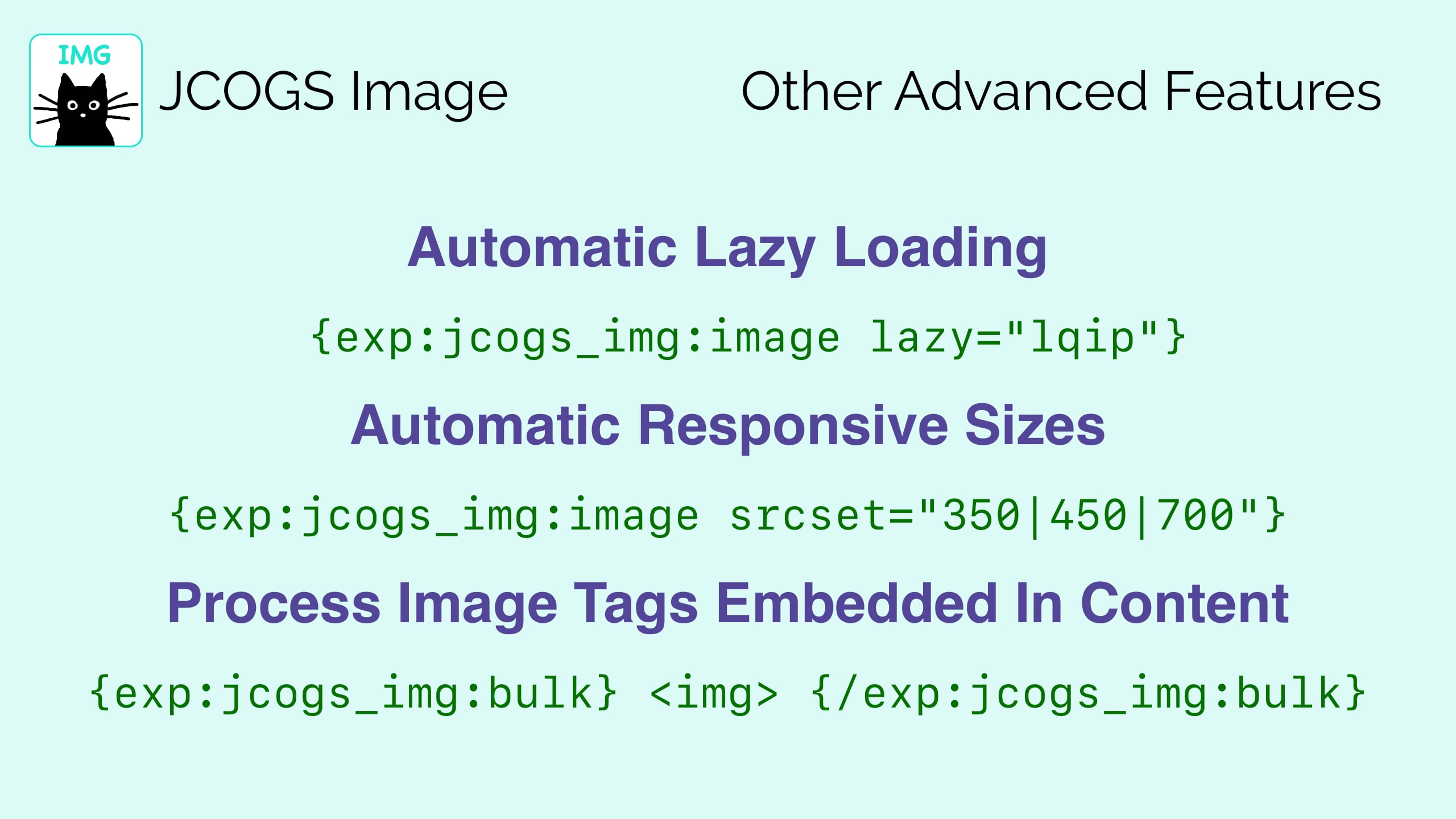 Lazy Loading, Responsive Sizes, Bulk Tag