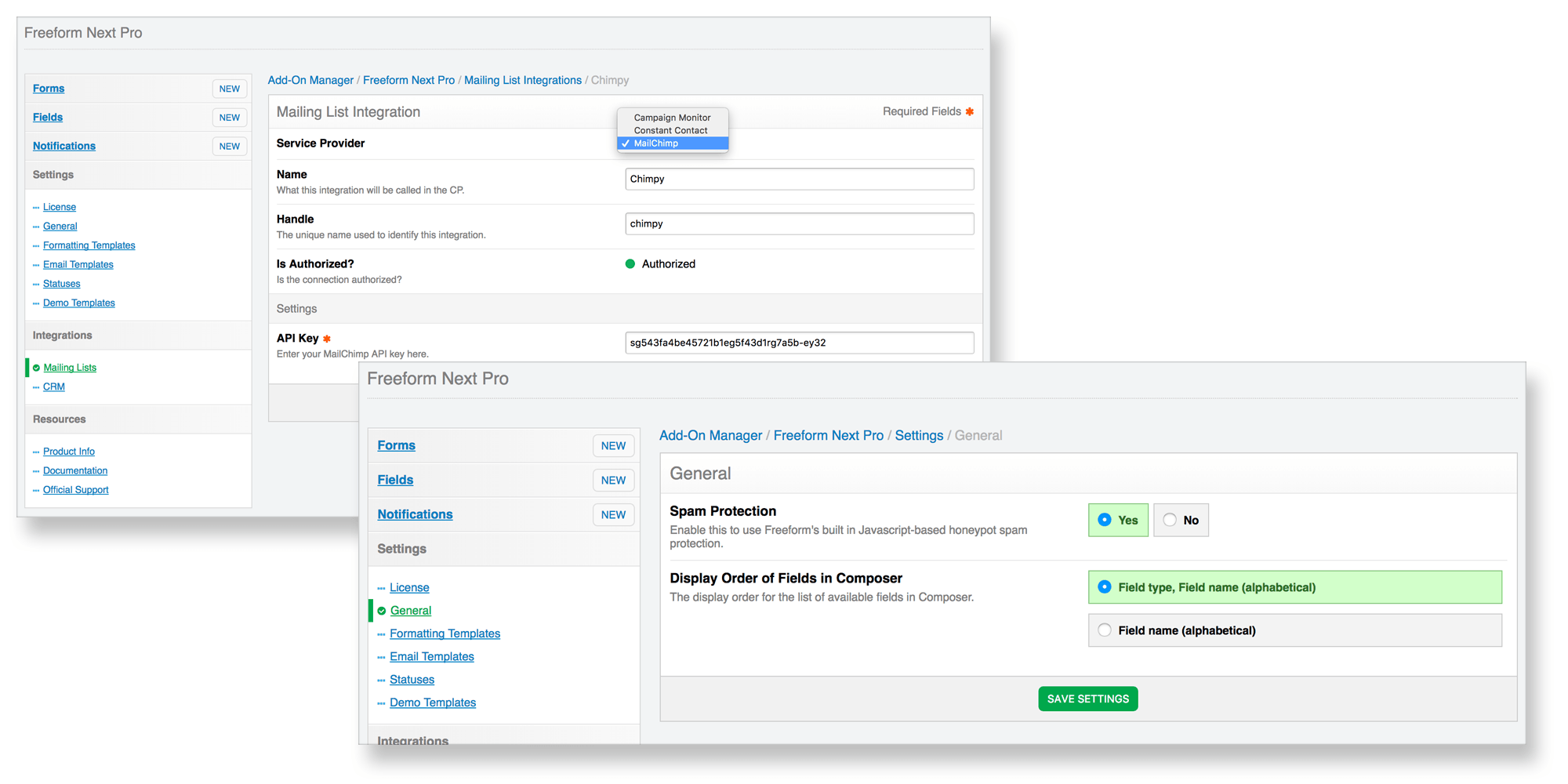 Connect your forms to many popular CRM's and/or Mailing List services! Several general configuration options to match your preferences!