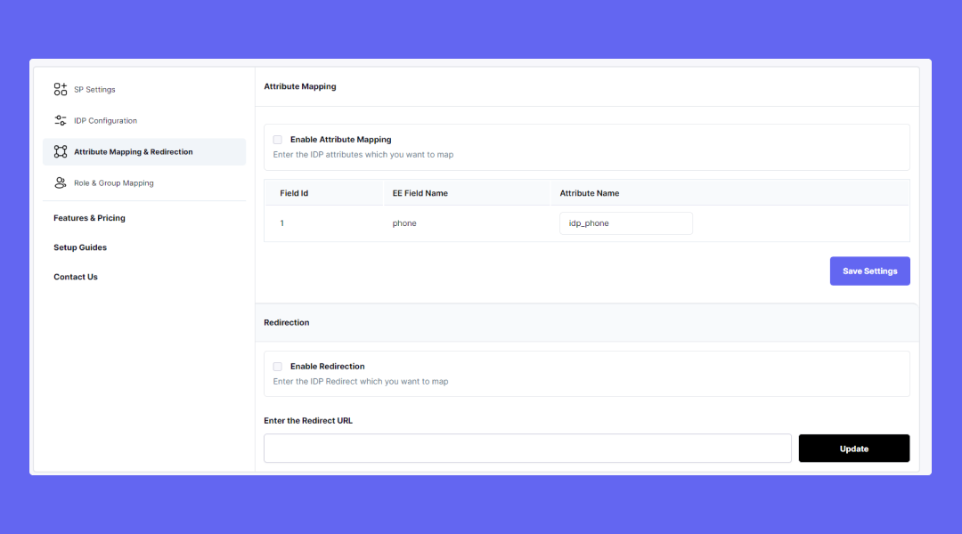 Attribute mapping and redirection