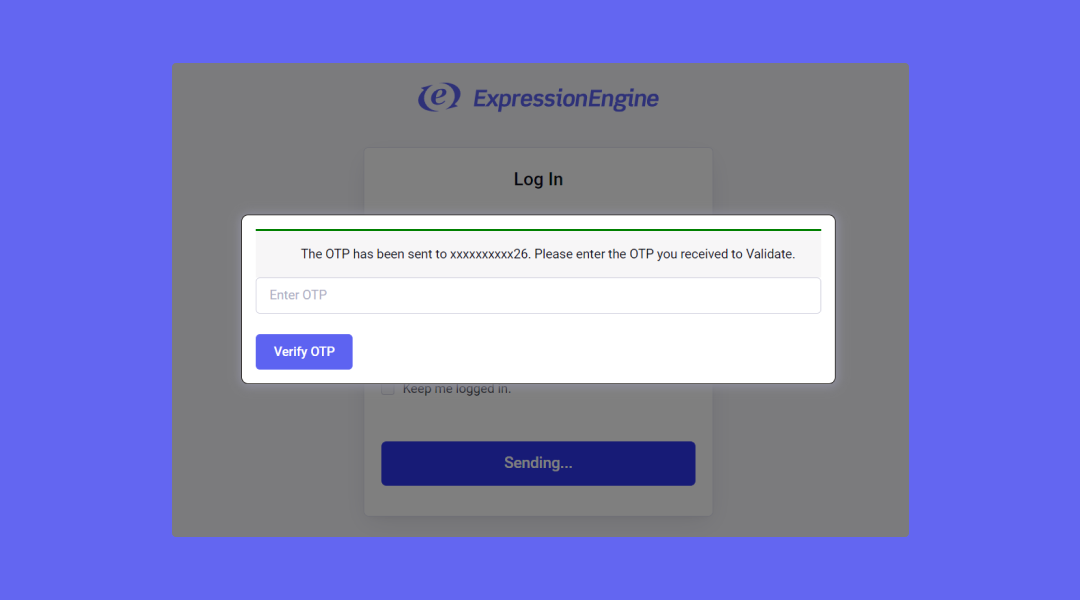 OTP verification on the login form